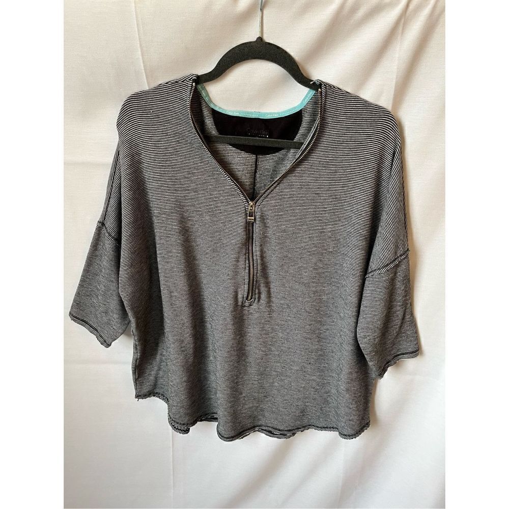 Calvin Klein Performance Striped Zip Front Tunic Top Medium